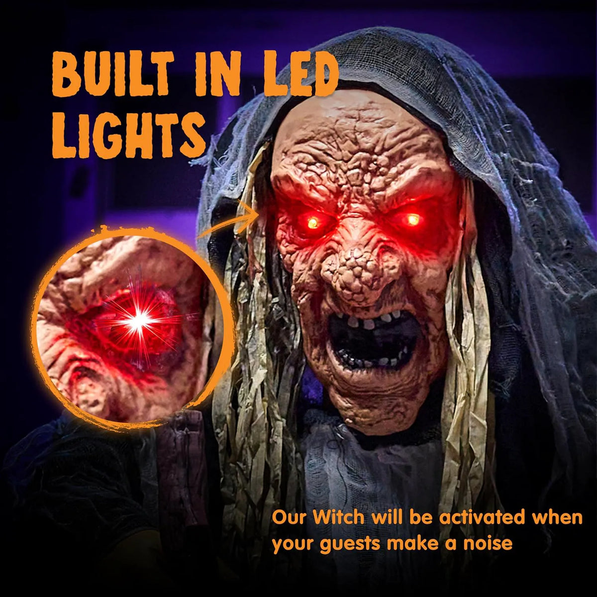 67-Inch Halloween Animatronic Hunchback Witch