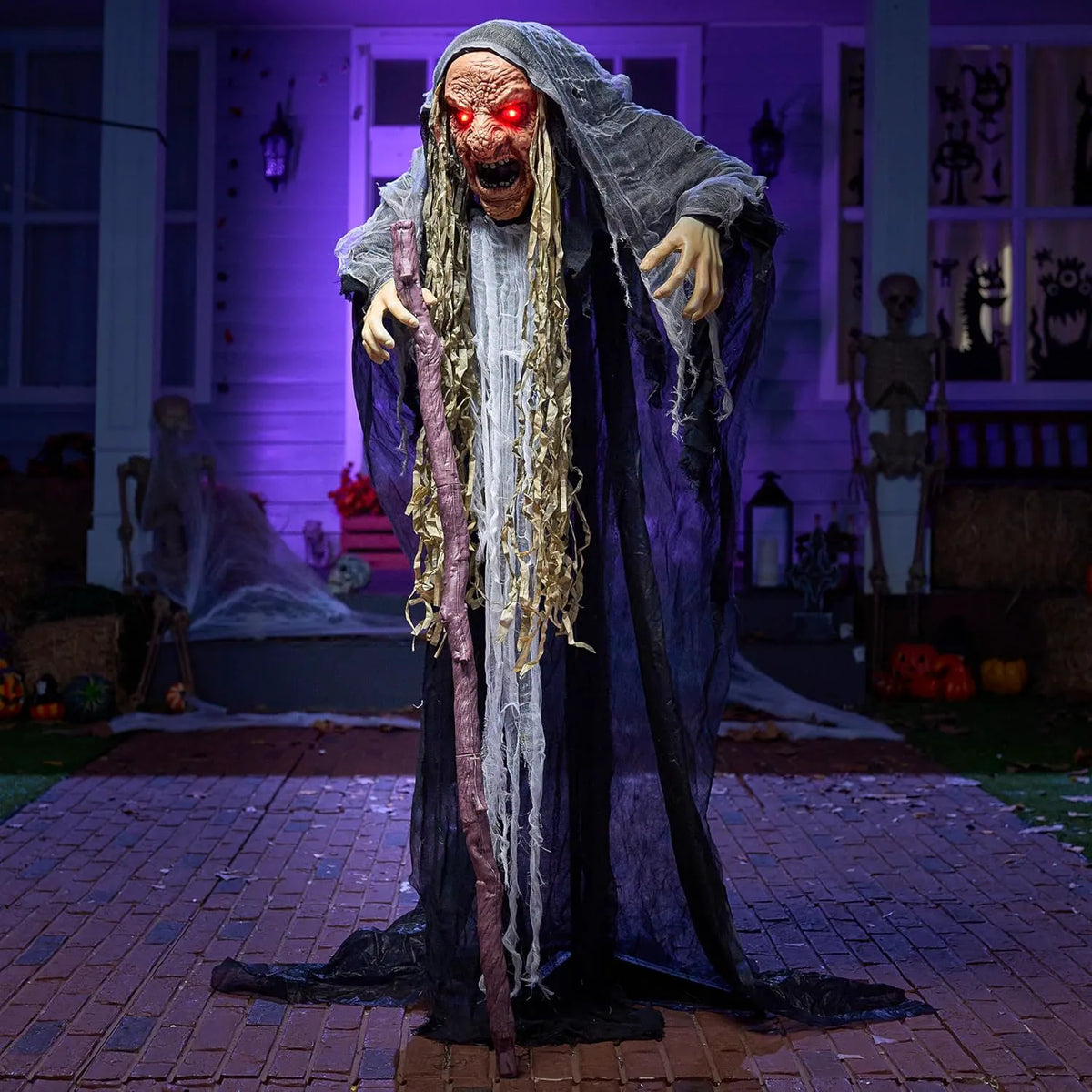 67-Inch Halloween Animatronic Hunchback Witch