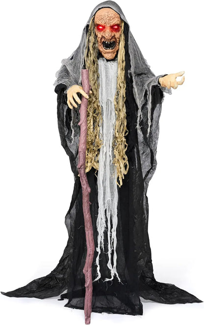 67-Inch Halloween Animatronic Hunchback Witch