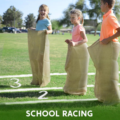 6 Pack Large Burlap Potato Sacks (39 x 25 in) for Kids & Adults - Racing Bags
