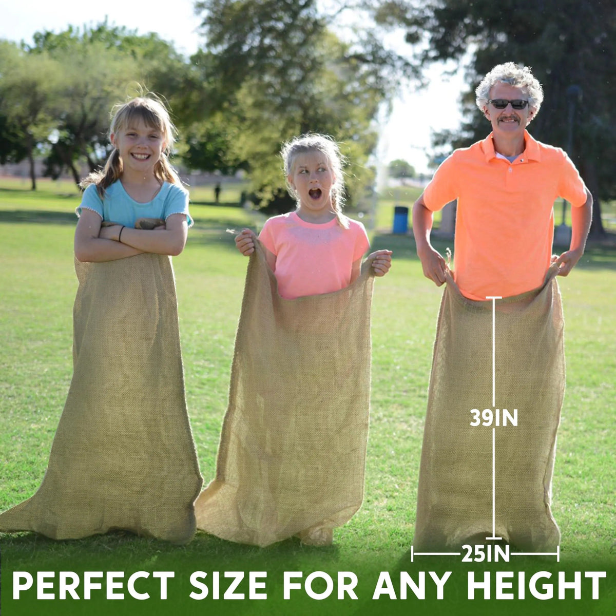 6 Pack Large Burlap Potato Sacks (39 x 25 in) for Kids & Adults - Racing Bags