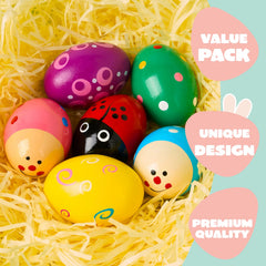 6-Pack Easter Wooden Egg Shakers Maracas Percussion Musical Instruments