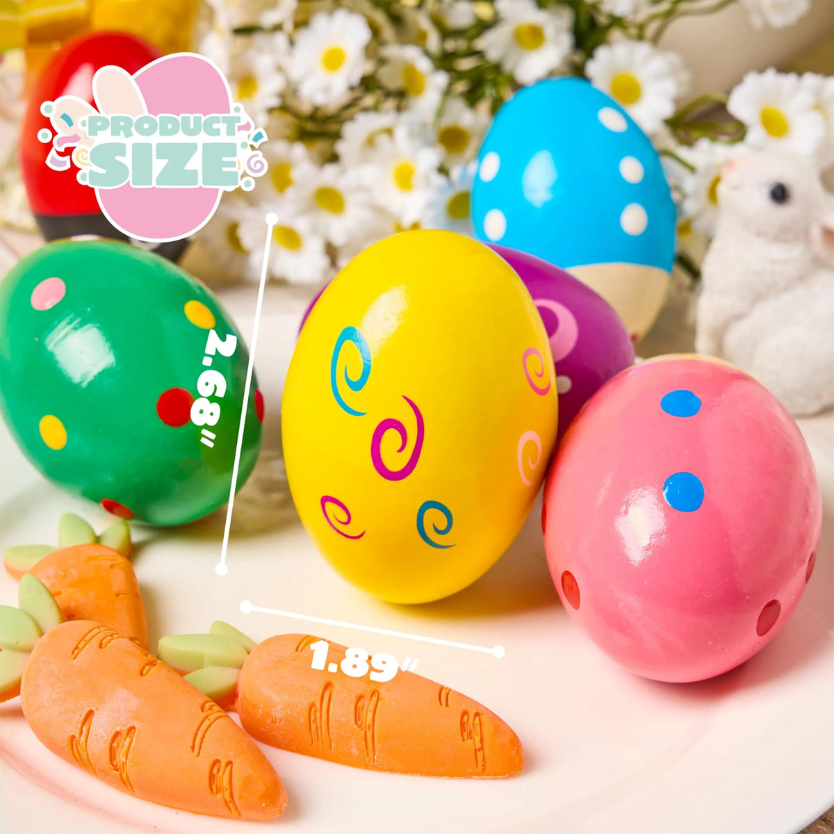 6-Pack Easter Wooden Egg Shakers Maracas Percussion Musical Instruments