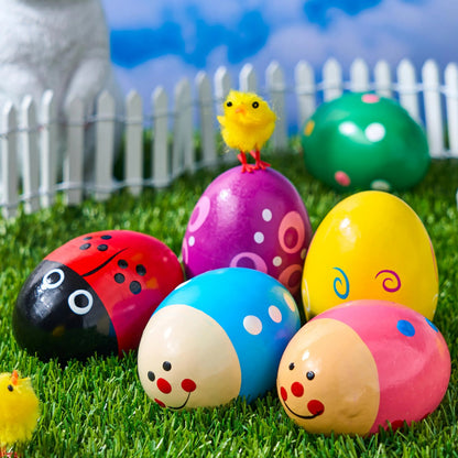 6-Pack Easter Wooden Egg Shakers Maracas Percussion Musical Instruments