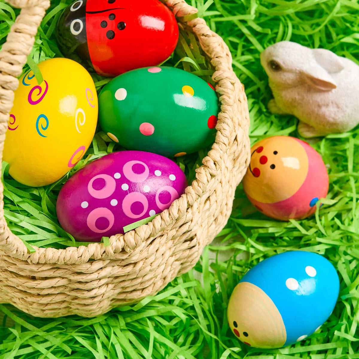 6-Pack Easter Wooden Egg Shakers Maracas Percussion Musical Instruments