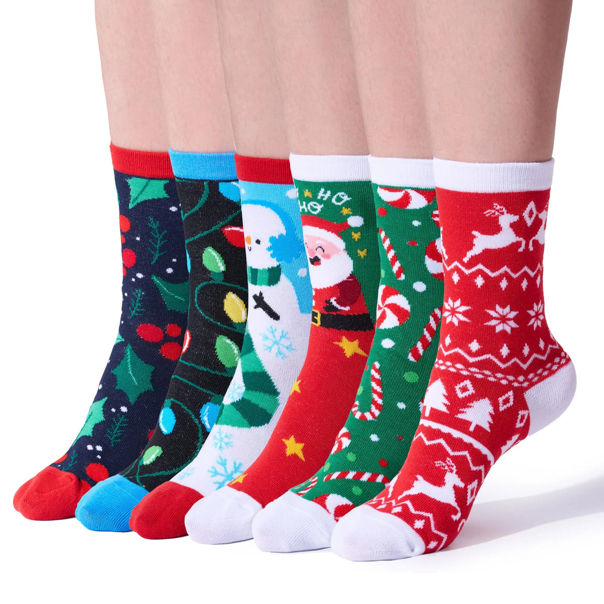 6-Pack Winter Christmas Socks for Men and Women – Warm, Soft Novelty Crew Socks