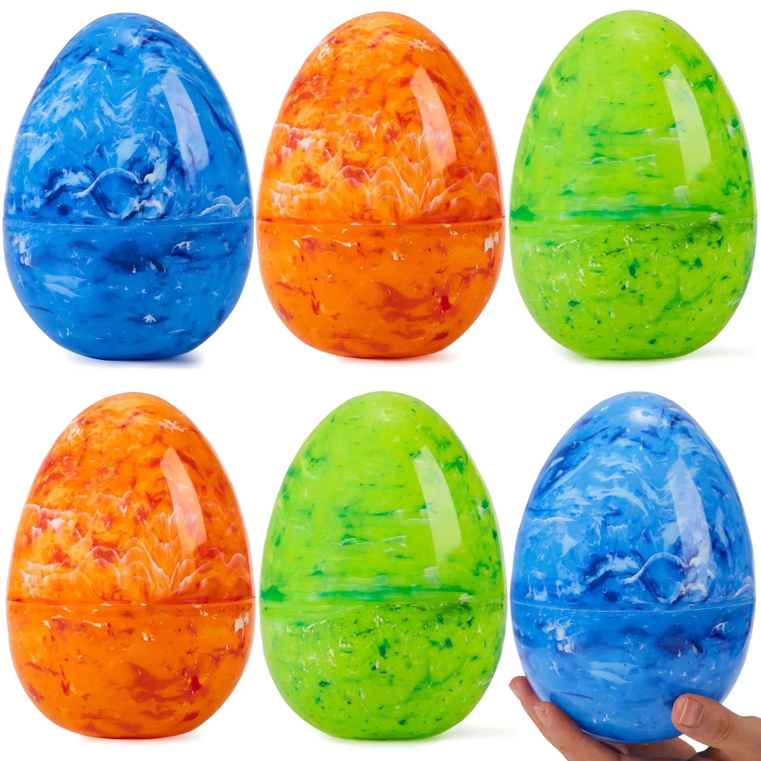 6-Pack 6-Inch Plastic Colorful Easter Eggs for Egg Hunt Game