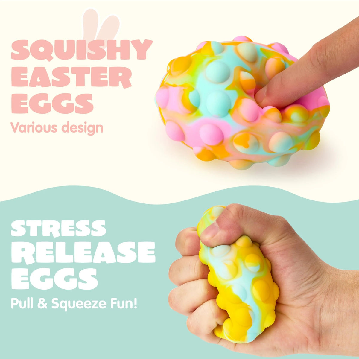 6-Pack Easter Pop Ball Fidget Eggs - Squishy Egg-Shaped Sensory Toy