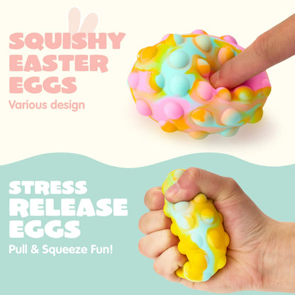 6-Pack Easter Pop Ball Fidget Eggs - Squishy Egg-Shaped Sensory Toy