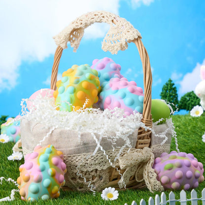 6-Pack Easter Pop Ball Fidget Eggs - Squishy Egg-Shaped Sensory Toy