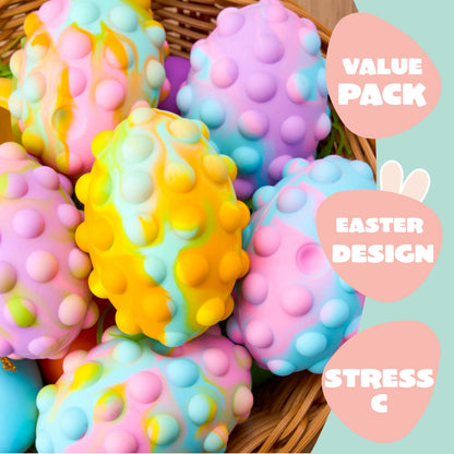 6-Pack Easter Pop Ball Fidget Eggs - Squishy Egg-Shaped Sensory Toy