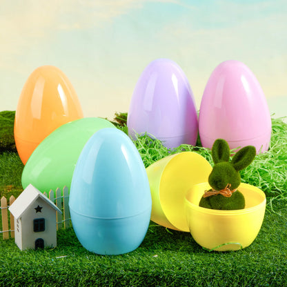 6 Pastel Jumbo Plastic Easter Eggs - Fillable for Hunt & Party Favors