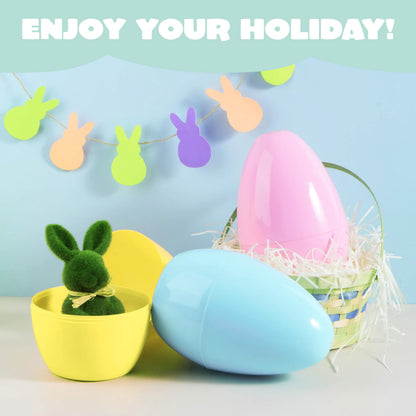 6 Pastel Jumbo Plastic Easter Eggs - Fillable for Hunt & Party Favors