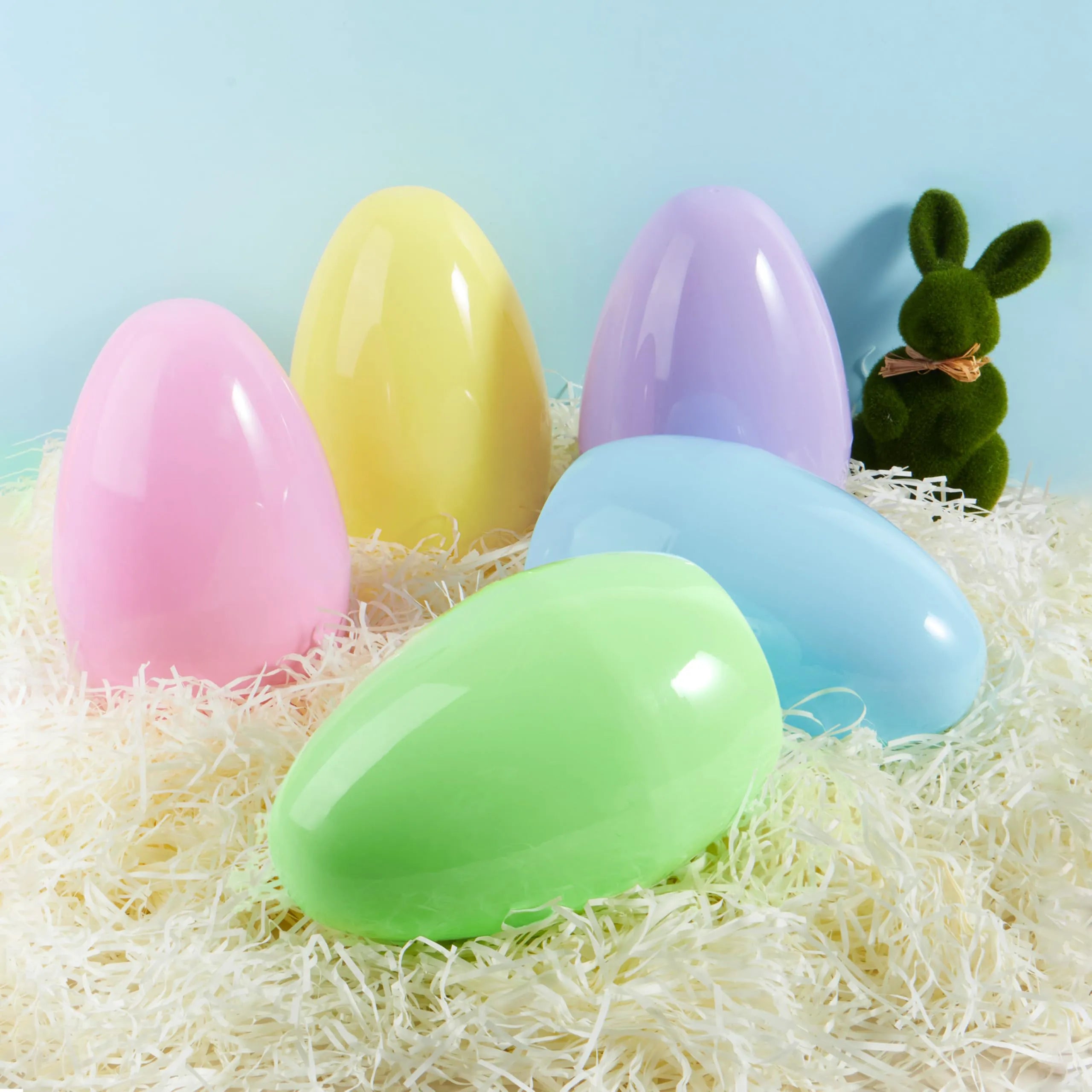 6 Pastel Jumbo Plastic Easter Eggs - Fillable for Hunt & Party Favors
