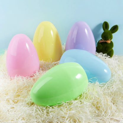 6 Pastel Jumbo Plastic Easter Eggs - Fillable for Hunt & Party Favors