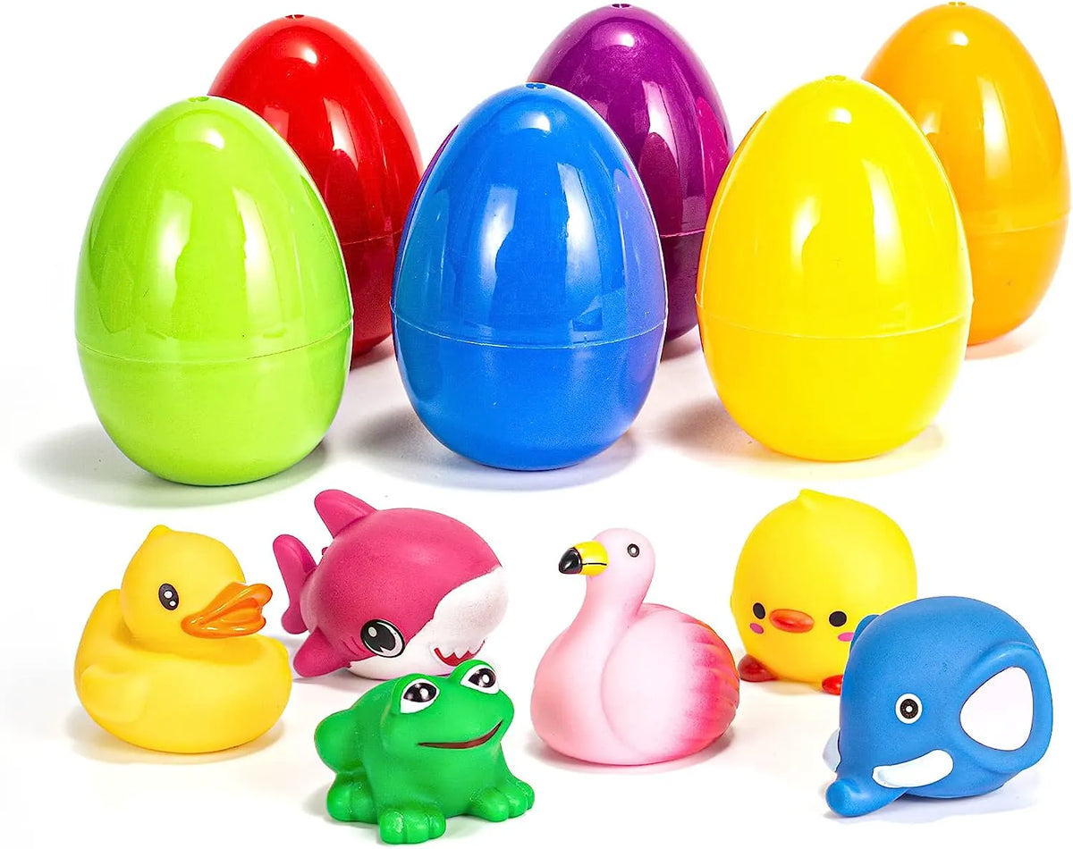 6-Pack Light-Up Bath Toys with 3.2-Inch Prefilled Easter Eggs for Egg Hunts