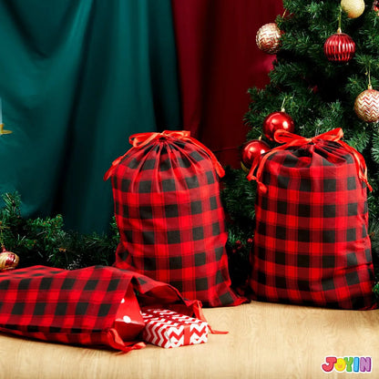 6-Pack Reusable Christmas Fabric Drawstring Gift Bags (19 x 14.5 Inches)