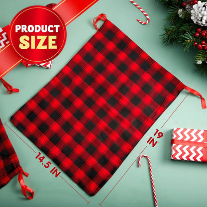 6-Pack Reusable Christmas Fabric Drawstring Gift Bags (19 x 14.5 Inches)