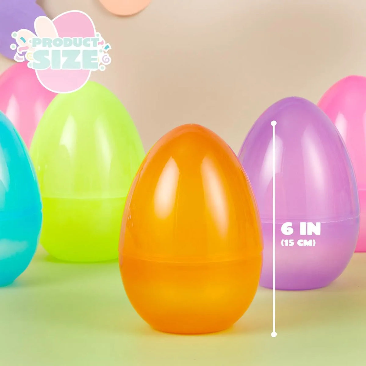12 Large Clear Easter Eggs, 6-Inch Jumbo Plastic Fillable Eggs