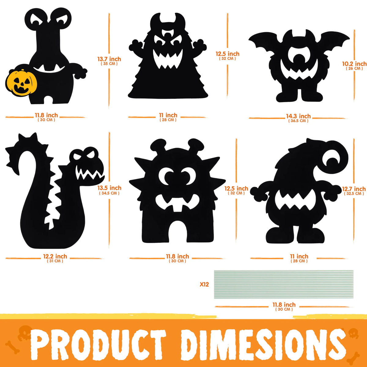 6-Pack Monster Yard Stakes for Halloween Lawn Decor