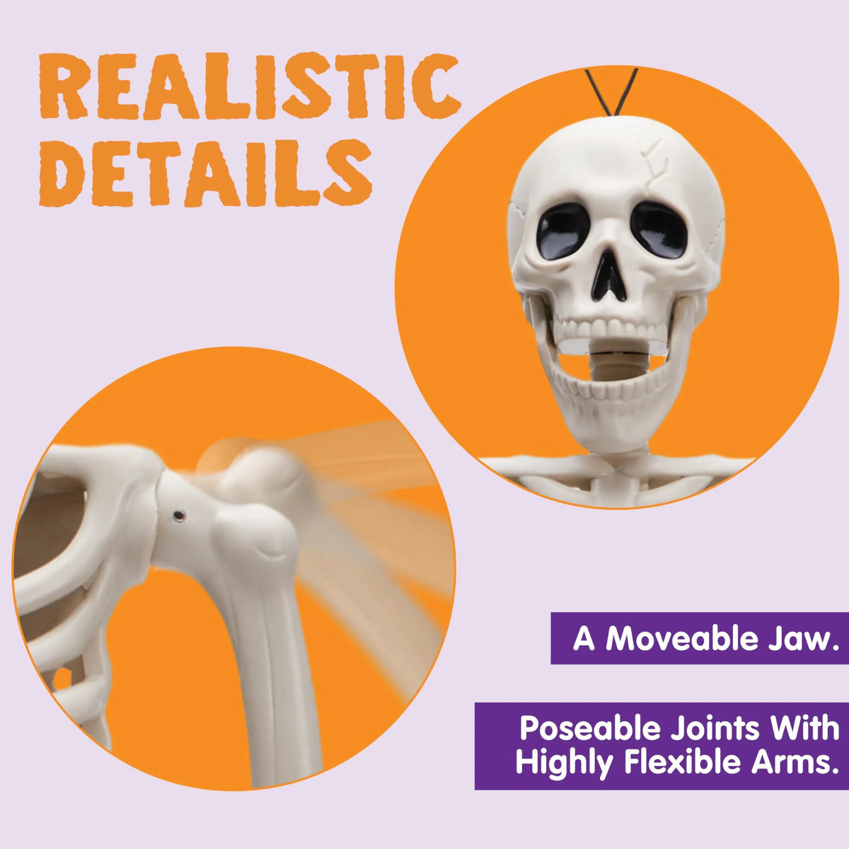 5 Pack Posable Halloween Skeleton Decorations, 16 Inches