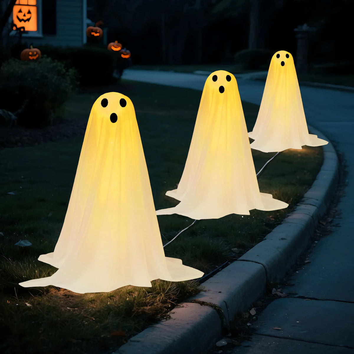 3-Piece Halloween Outdoor Ghost Pathway Lights