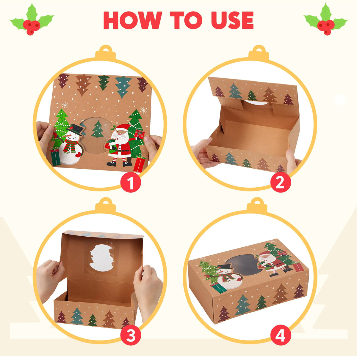 24-Pack Christmas Cookie Boxes for Gift Giving