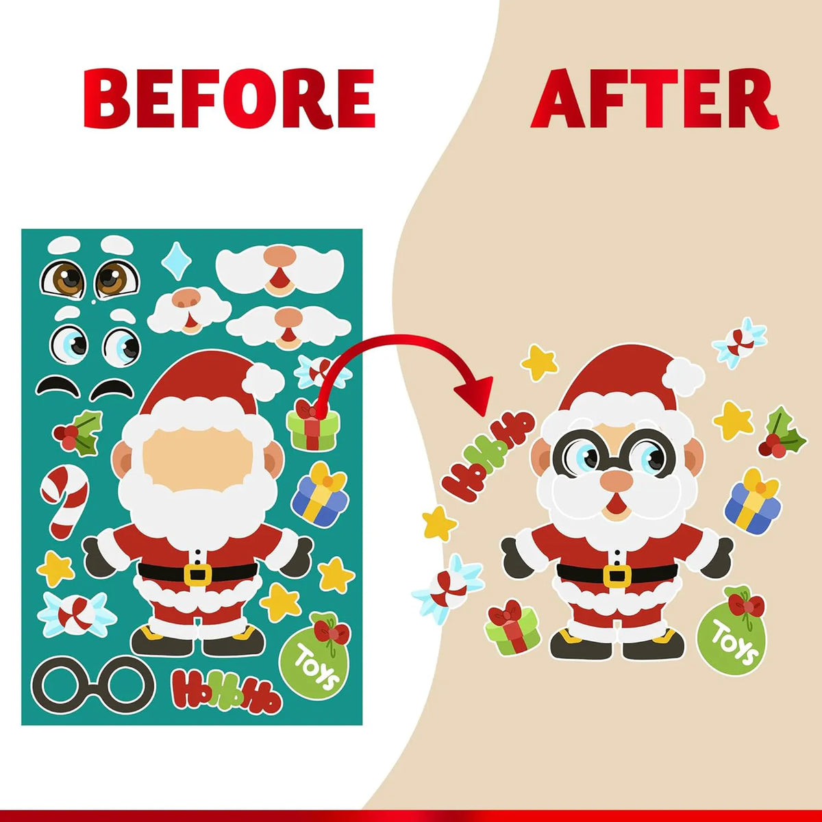 24 Christmas Make-a-Face Stickers