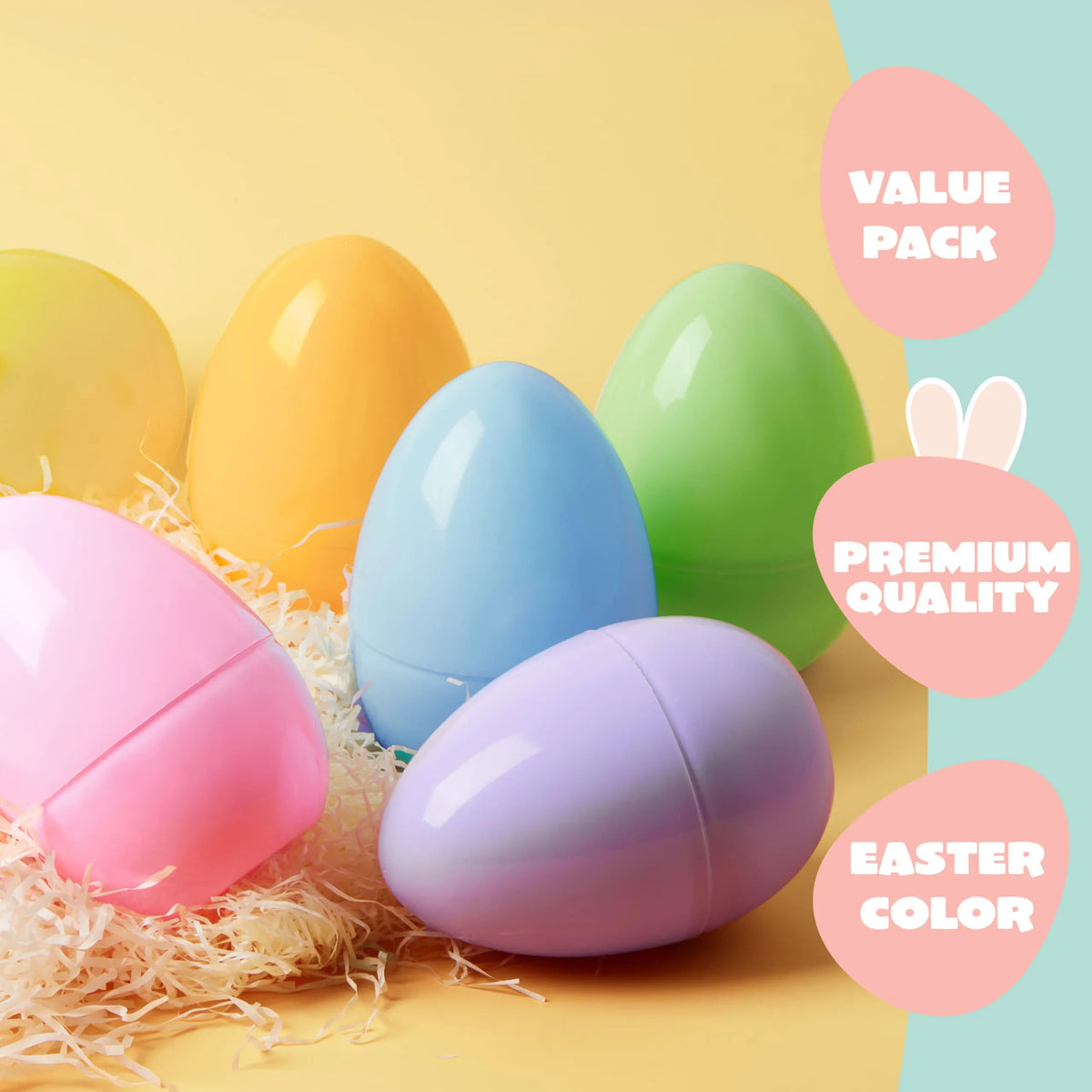24 Large Pastel Easter Eggs, 6-Inch Plastic Jumbo Fillable Eggs