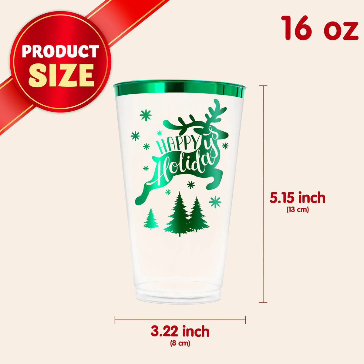 36 PCS Disposable Christmas Plastic Cups
