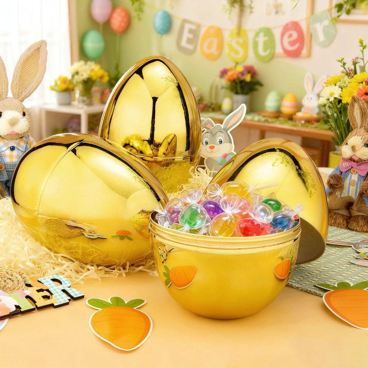 6 Gold Jumbo Easter Eggs (10 inches)