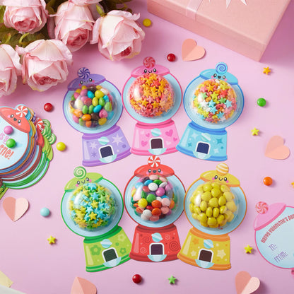 60 Valentine's Day Candy Dispenser Cards with Craft Treat Holders