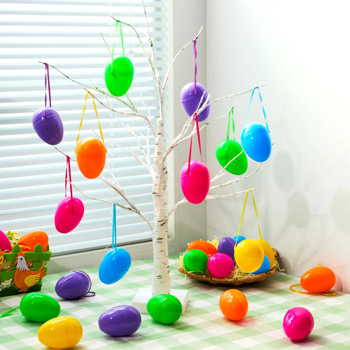 36 PCS 3.15" Easter Eggs with Hanging Ribbon for Easter Hunt