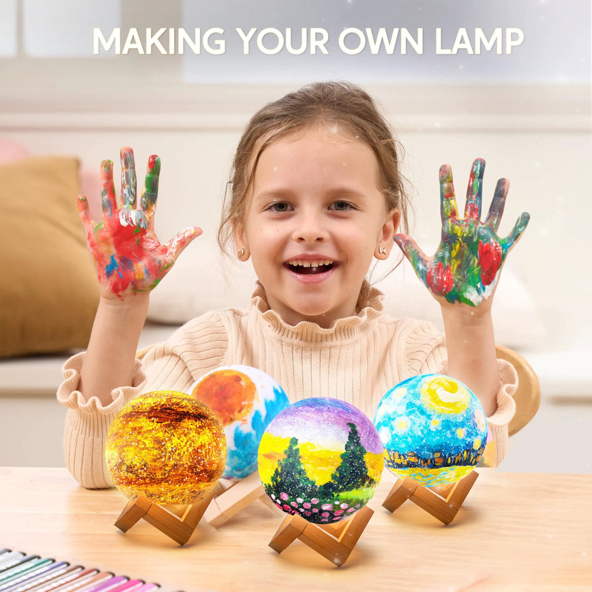 DIY 3D Moon Night Light - Galaxy Lamp Arts and Crafts Kit