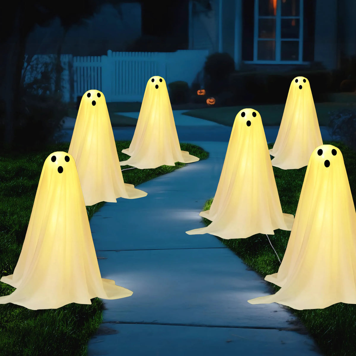 6-Pack Halloween Ghost Pathway Lights for Outdoor Decor