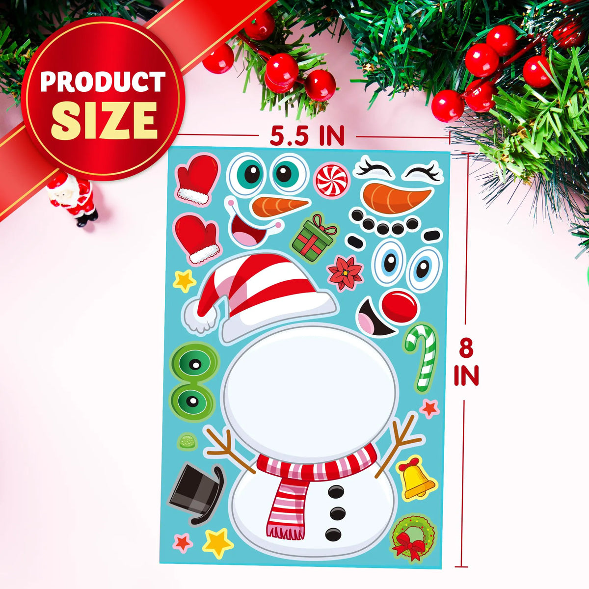 24 Christmas Make-a-Face Stickers