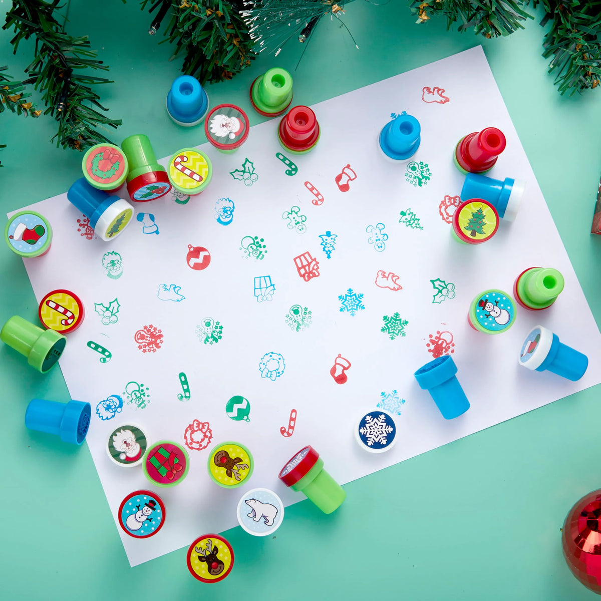 25 Christmas Rubber Stamps for Kids Gift