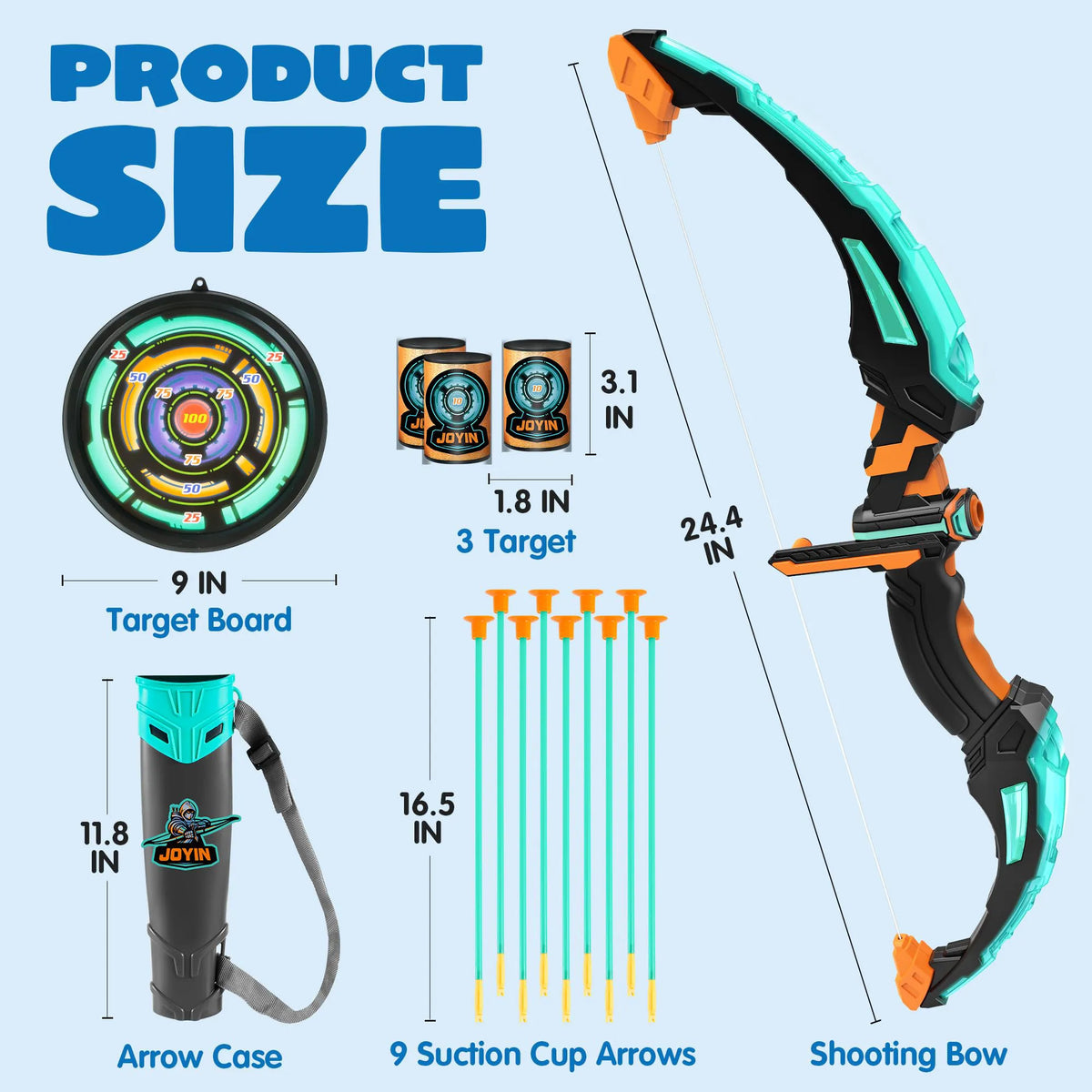 Kids LED Light Up Bow and Arrow Set - Aqua Blue