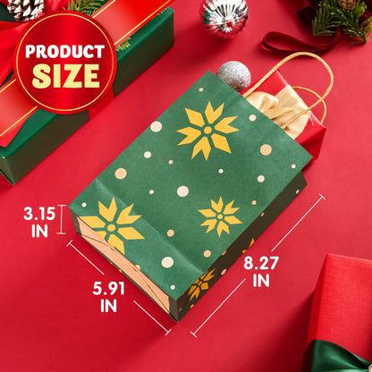 24-Pack Christmas Kraft Paper Gift Bags for Holiday Treats