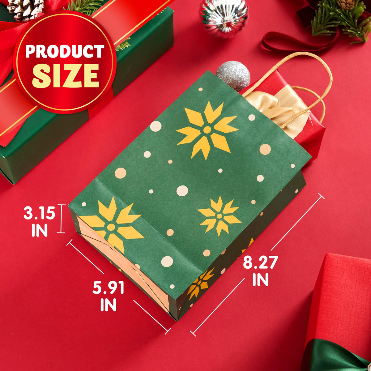 24-Pack Christmas Kraft Paper Gift Bags for Holiday Treats