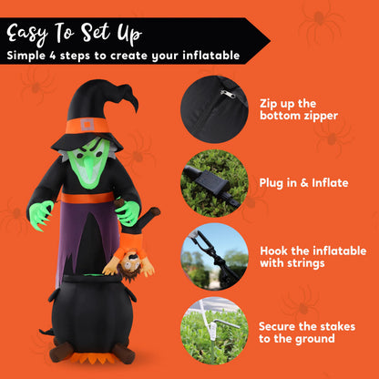 7FT Animated Halloween Witch Inflatable Decoration
