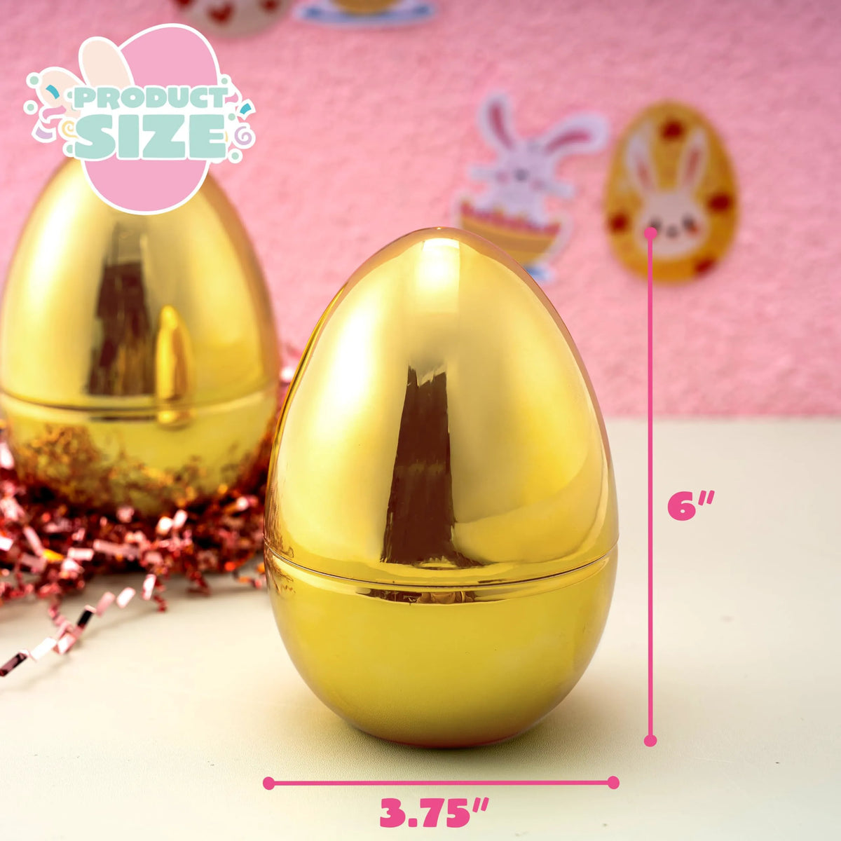 12 Large Gold Easter Eggs, 6-Inch Metallic Jumbo Fillable Eggs