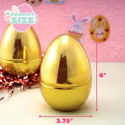 12 Large Gold Easter Eggs, 6-Inch Metallic Jumbo Fillable Eggs