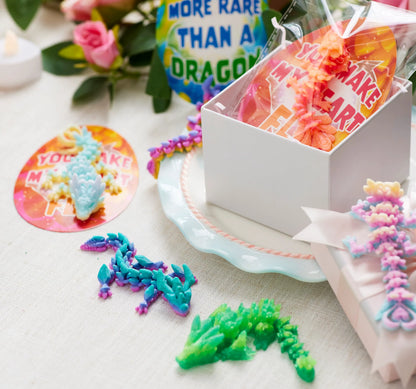 28-Pack 3D Printed Dragon with Valentine's Day Cards for Classroom Exchange