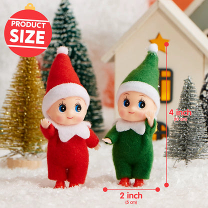 2 Pack Christmas Elf Plush Dolls, Red and Green