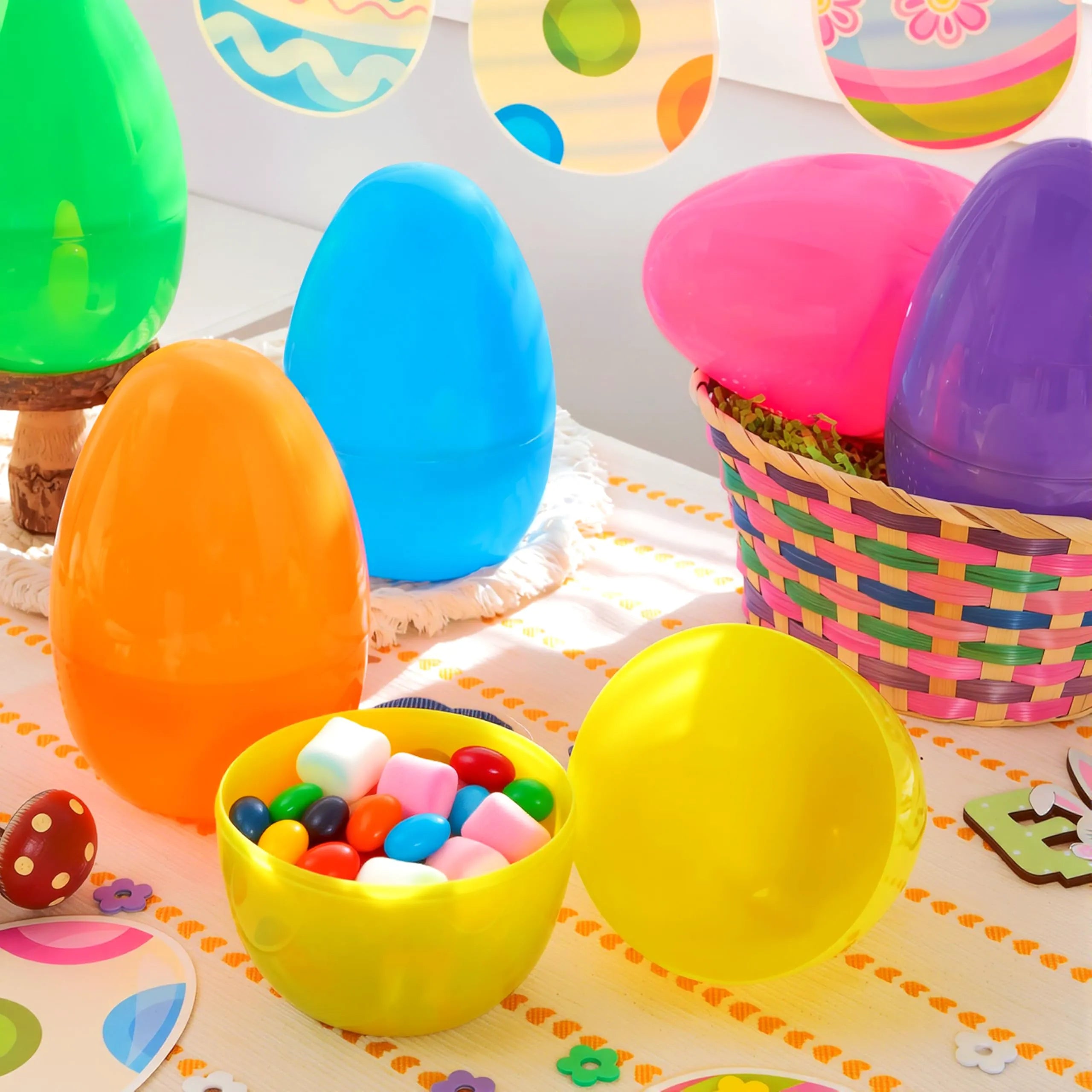 12-Pack 8-Inch Jumbo Plastic Easter Egg Shells, Fillable for Easter Egg Hunt