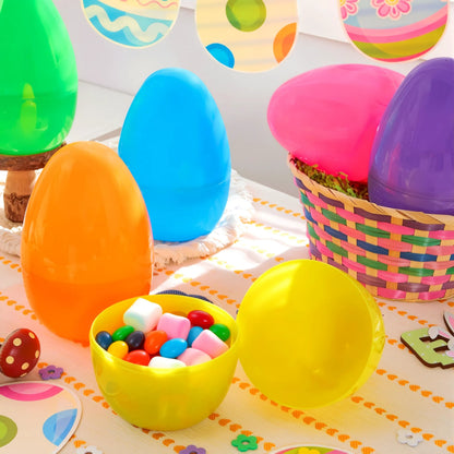 12-Pack 8-Inch Jumbo Plastic Easter Egg Shells, Fillable for Easter Egg Hunt
