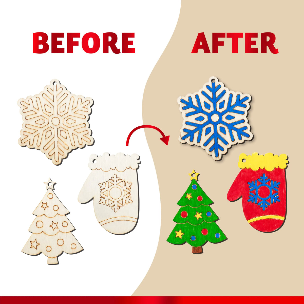 60-Piece Christmas Wooden Hanging Ornament Craft Kit