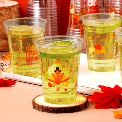 50 Disposable Thanksgiving Plastic Cups