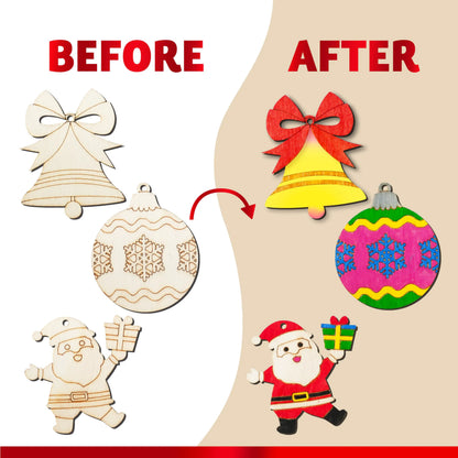 36-Pack Christmas Wooden Hanging Ornaments Craft Kit